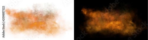 PNG image of Vibrant orange smoke and glowing sparks isolated on transparent background