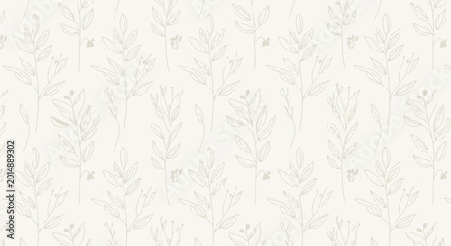 Valokuva Subtle floral pattern with delicate leaves on a light background.