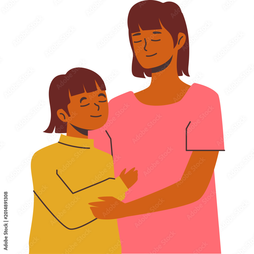 Obraz premium Mom and Kids Illustration