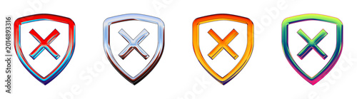 Free Download Set 3D volumetric delete shield 1 pictograms. Security protection and digital safety. Glossy icon illustration. High resolution 3D artwork. Modern minimal illustration style. - GFXLoad