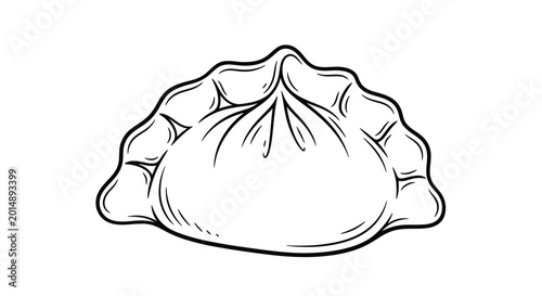 Bild auf Leinwand Hand drawn illustration of a steamed bun dim sum or baozi on white background
