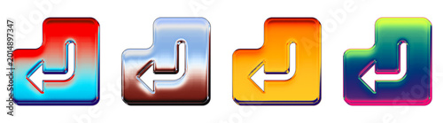 Obraz na plátně Translucent style 3D icons of enter key on transparent background