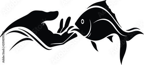 Φωτογραφία Dolphin and fish swimming together in harmony