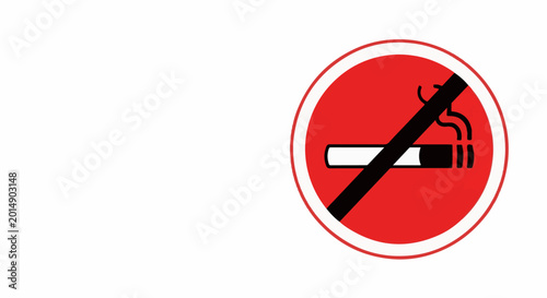 Red circle with white border, prohibition symbol for smoking
