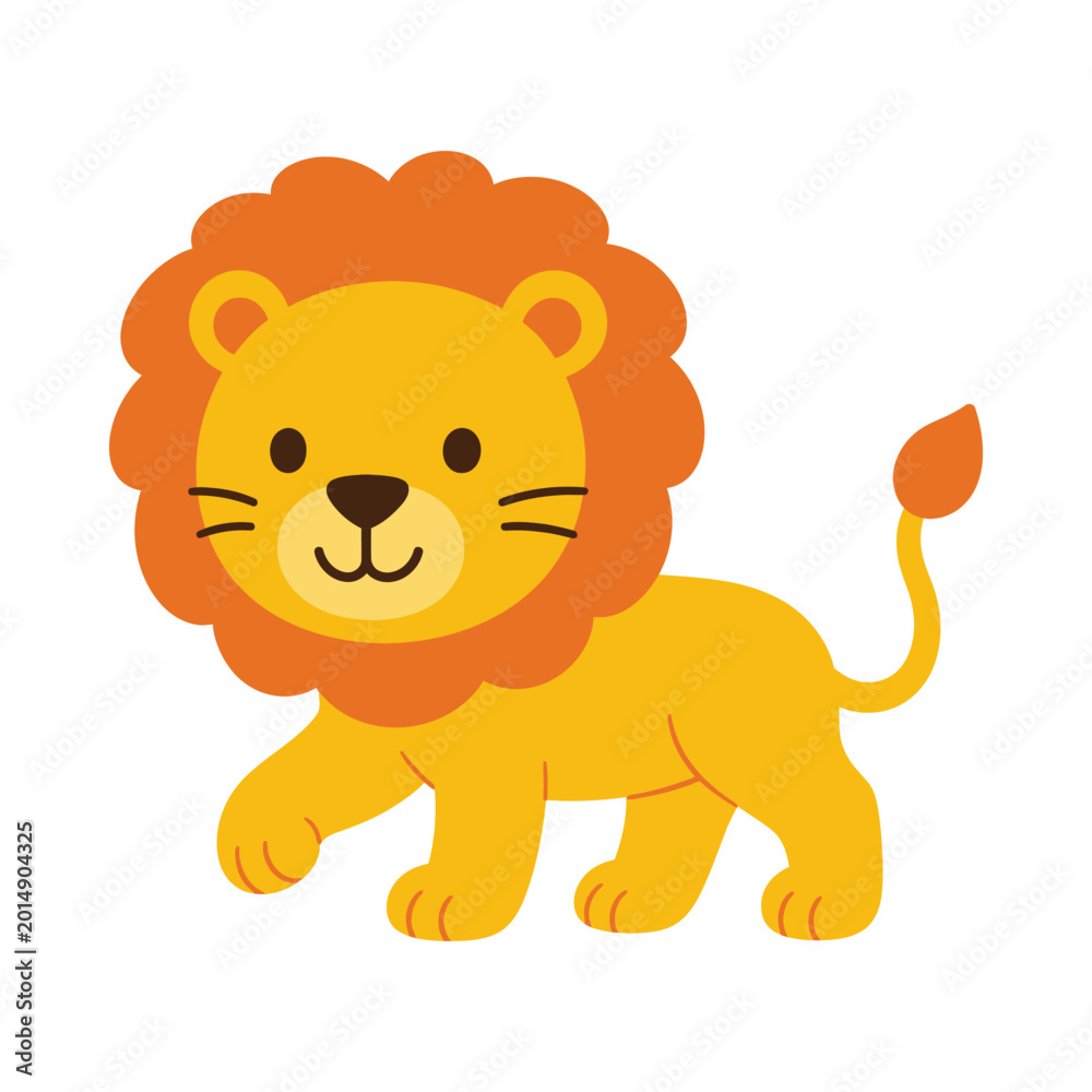 Obraz premium Cute cartoon lion illustration for kids.