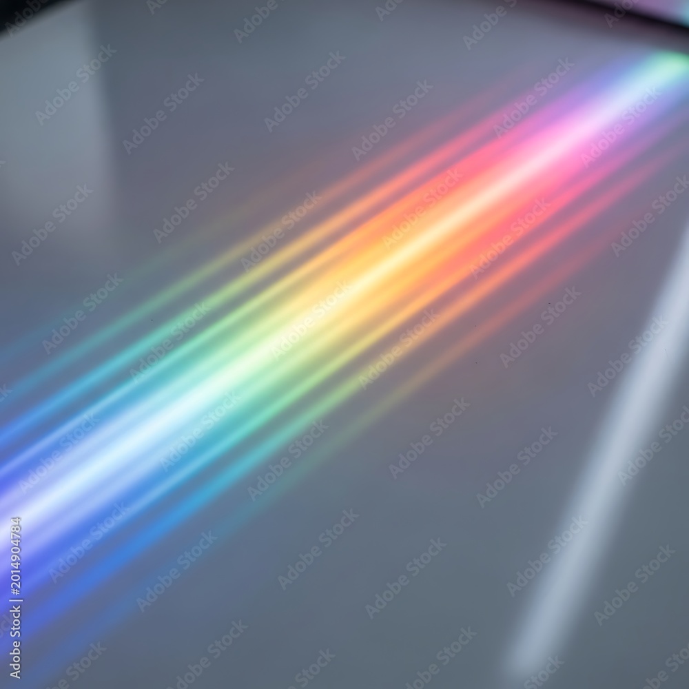 Fototapeta premium Rainbow light beams, colorful spectrum, prismatic effect, abstract background