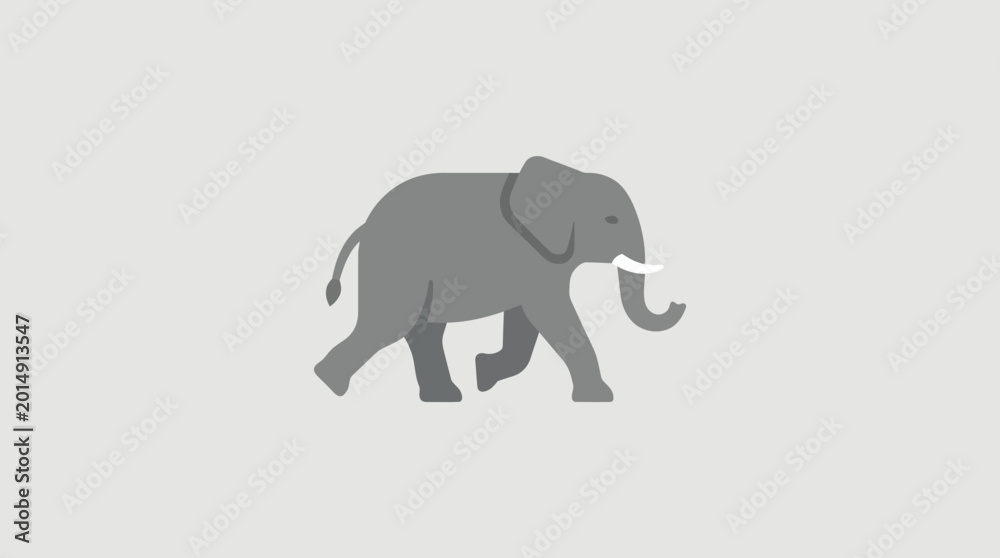 Fototapeta premium Minimalist gray elephant walking on neutral background