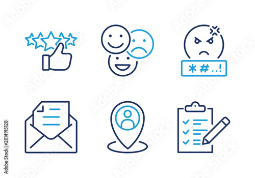 Customer Satisfaction and Survey thin line icon set. Minimal web icons
