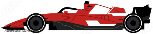 Side profile view of a red Formula 1 race car, highlighting its aerodynamic silhouette