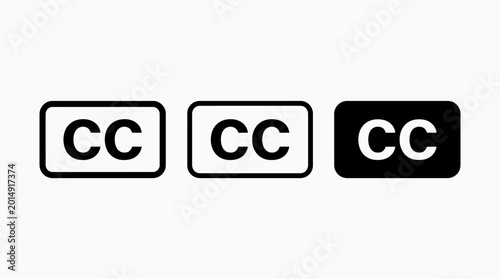 Bild auf Leinwand Closed captions cc icons in black and white rectangles with captions, subtitle