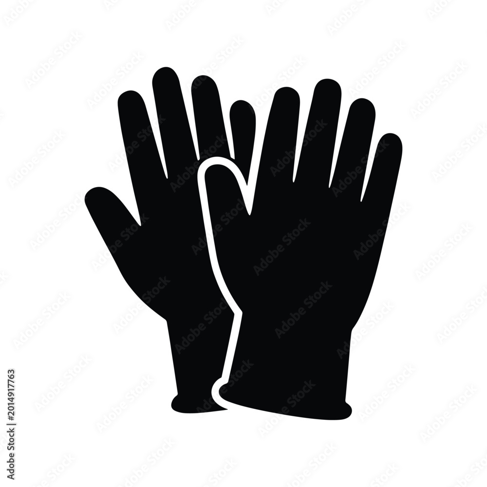 Fototapeta premium Healthcare protective gloves silhouette icon