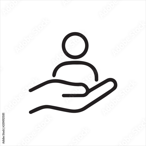 Foto Patient support, employee help, safety client thin outline icon