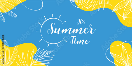 Foto Summer time's embrace: a vibrant illustration capturing the essence of the season with stylized sun and playful elements, perfect for celebrating warmth and light