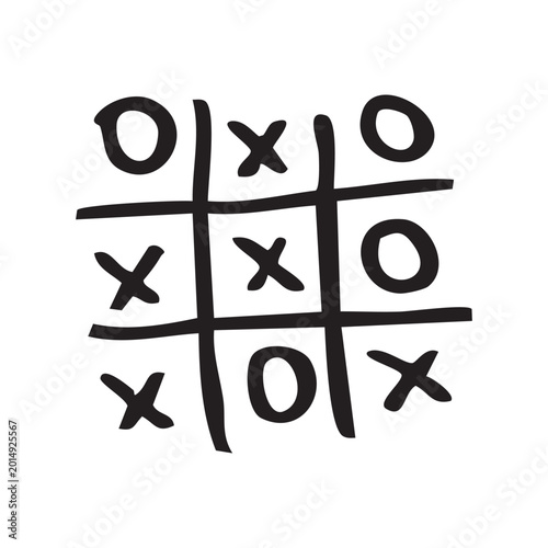 Фотография A simple hand-drawn illustration of a tic-tac-toe game board.