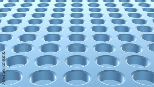 Metallic background with a hole pattern, silver blue technological metal desi...