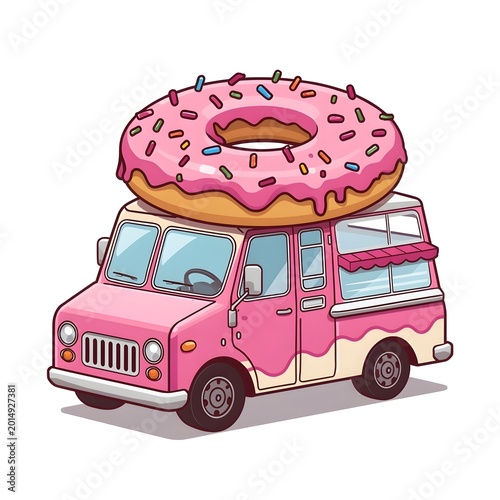 Sweet Donut Food Truck with Sprinkles and Pink Frosting