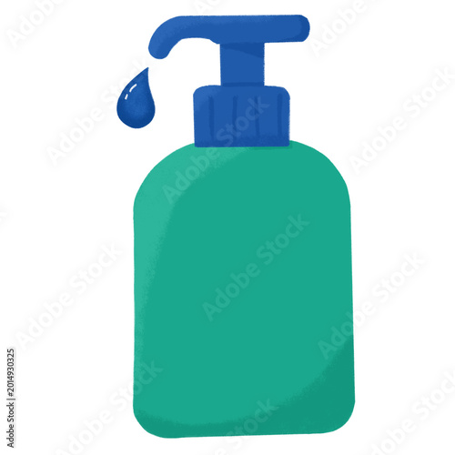 illustration of pump bottle with a droplet for lotion, soap, shampoo, and sanitizer 
