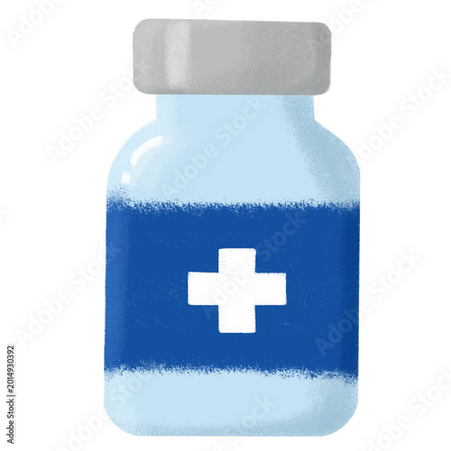 illustration of a medicine vial, representing vaccination, medical treatment, drugs, and healthcare services.