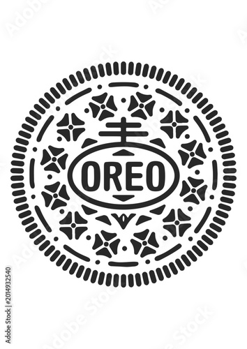 Foto Oreo Cookie Decorative Pattern Illustration in Monochrome