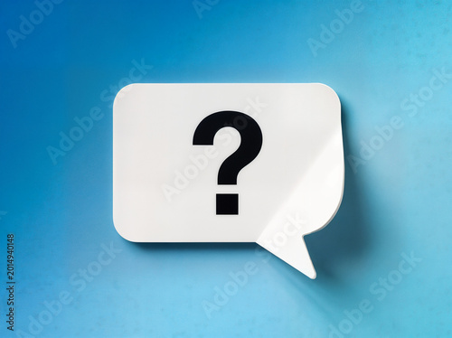 3d question mark speech bubble on teal background