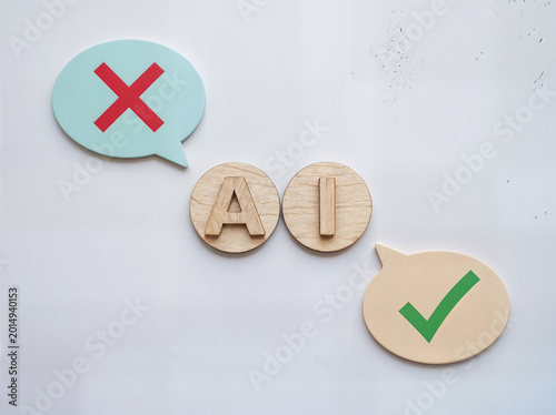 approval rejection speech bubbles on wood
