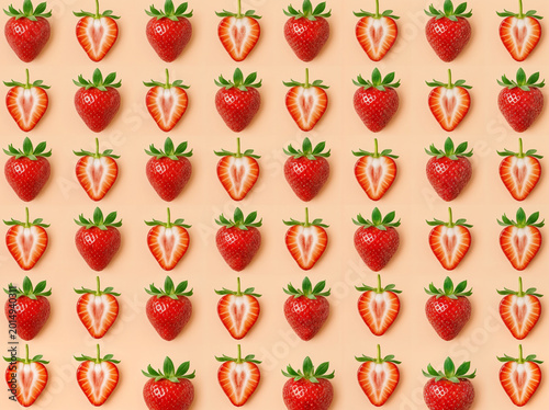 fresh strawberries pattern peach backdrop