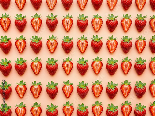 fresh strawberries pattern peach backdrop