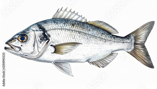 Detailed whit illustration: a vibrant zoological drawing