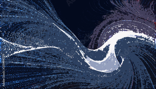 Dynamic Abstract Wave Pattern with Textured Brushstrokes and Deep Blue Tones.