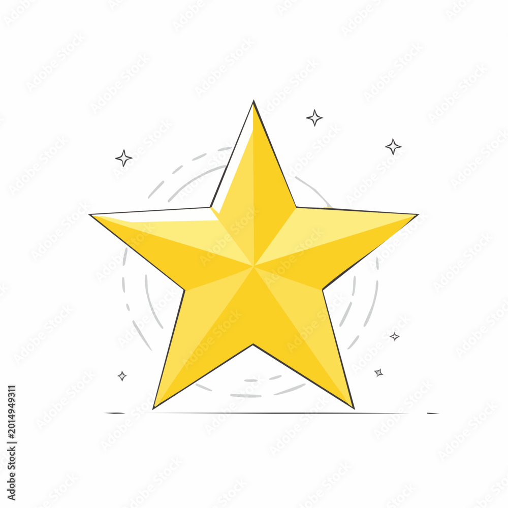 Obraz premium Golden Star Icon with Sparkles
