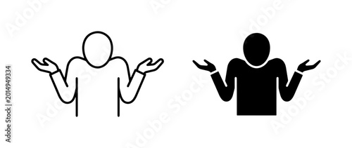 Foto Shrugging Person Icons, White and Black, Question Mark Gesture, Uncertainty, Dou