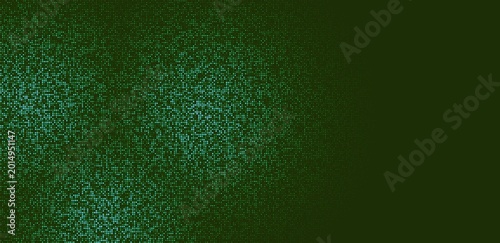 Tableau sur toile Abstract vertical pattern featuring a glowing ribbed gradient with fractal-like neon lines in deep green and magenta tones, creating a futuristic texture