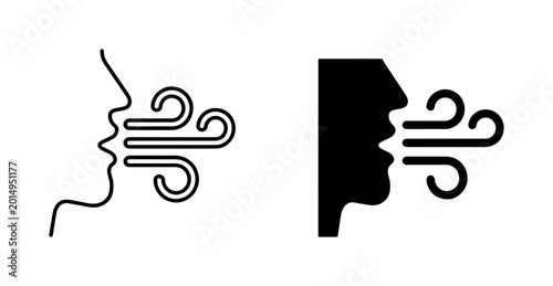 Foto Breath Wind Icons, Air Flow Symbols, Exhale Gust Vector Graphics, Weather Elemen