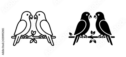 Foto Two Lovebirds Perched Together, Vector Icons