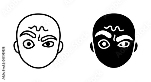 Bild auf Leinwand Human Face Icons, Expressive Eyes, Simple Line Art, Black and White Vector Graph
