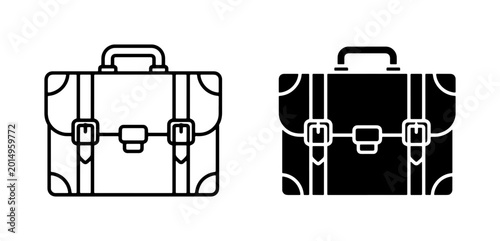 Photography Briefcase Icons, Business Travel Luggage, Professional Portfolio Case, Outline a