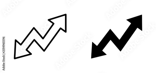 Foto Zigzag Arrows, Up and Down Trend Vectors, Business Growth and Decline Icons