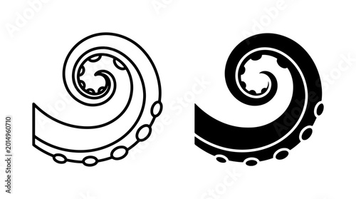Octopus Tentacle Swirl Icons, Marine Life Vector Art, Underwater Creature Design Elements