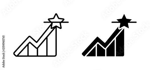 Growth Chart Icon, Success Star, Upward Trend, Business Analytics, Goal Achievement
