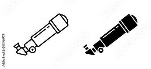 Telescope Icon Set, Astronomy Observation Tool, Space Exploration Vector Graphics