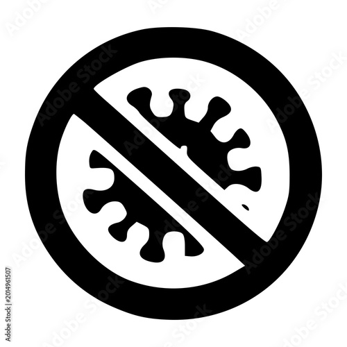 Photography A virus particle inside a universal prohibited red circle with a slash