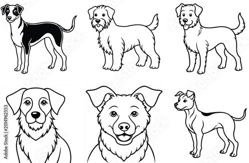 Photos Black dog head silhouette on white background, dog head vector