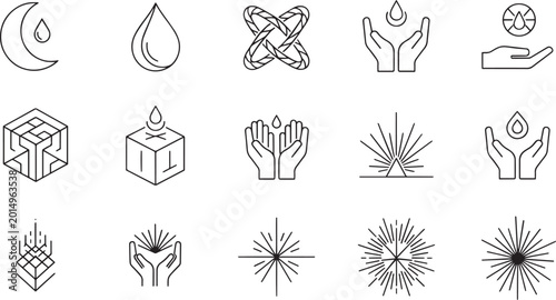 Canvas Print Minimalist Spiritual Energy and Nature Element Line Icons