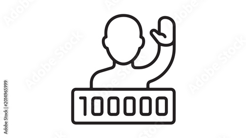 Schilderij op canvas Customer service icon with headset gesture and numeric counter display for suppo
