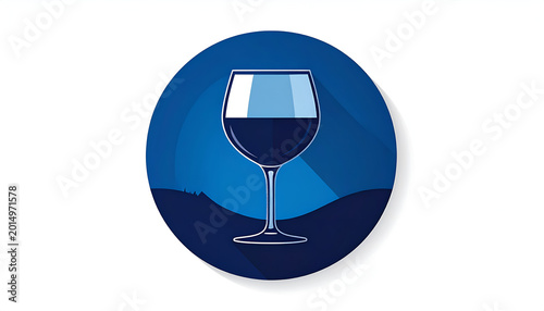 Elegant Glass of Red Wine on a Blue Abstract Background.