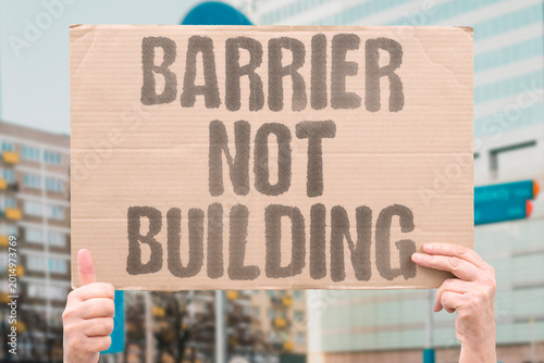 Obraz na plátne "Barrier Not Building" Physical workplace barriers prevent disabled workers from accessing employment