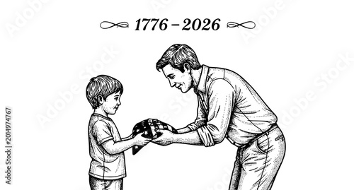 Obraz na plátne Patriotic legacy a father and son's american tradition