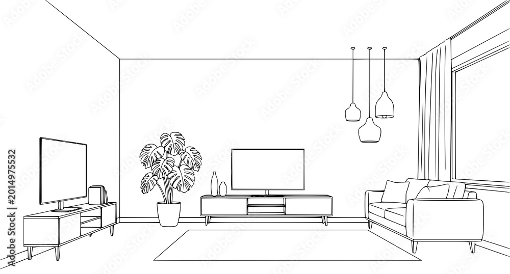 Fototapeta premium Modern living room interior design with minimalist furniture