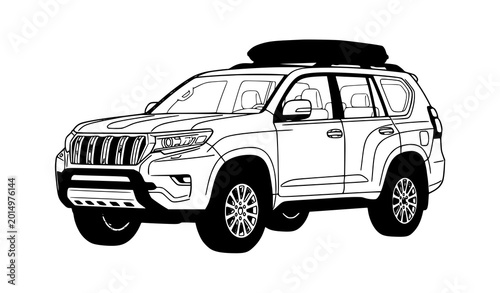 Canvastavla Premium SUV Car Vector Icon for Off Road Transport and Family Travel Service