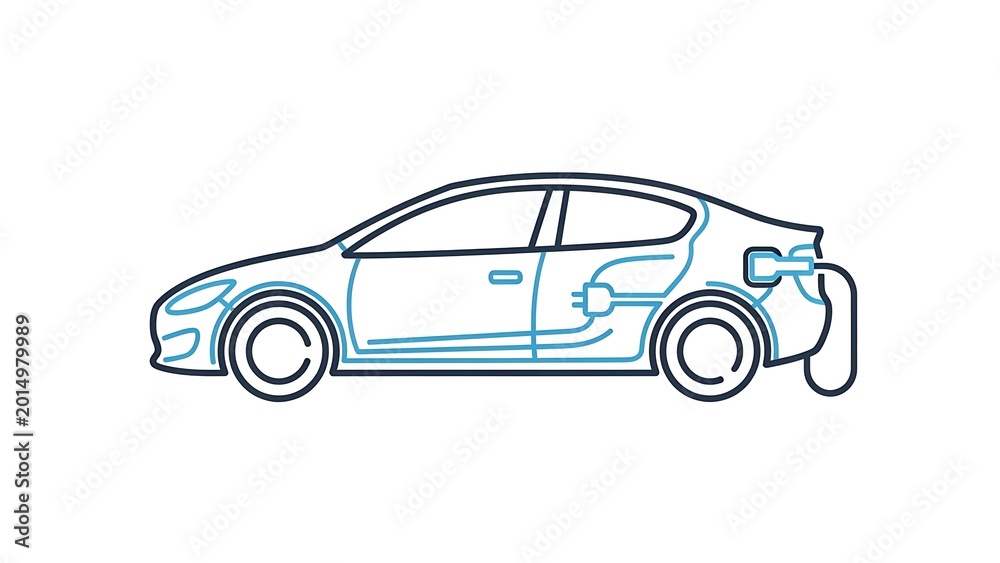 Fototapeta premium Electric Vehicle EV Charging Station Concept Icon in a Clean Outline Style